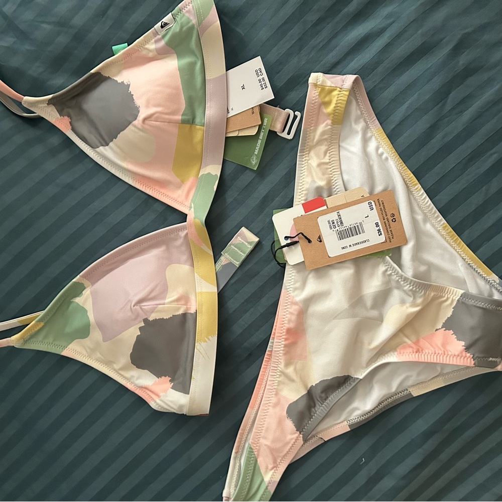 QUICKSILVER Colorful Abstract Bikini Set